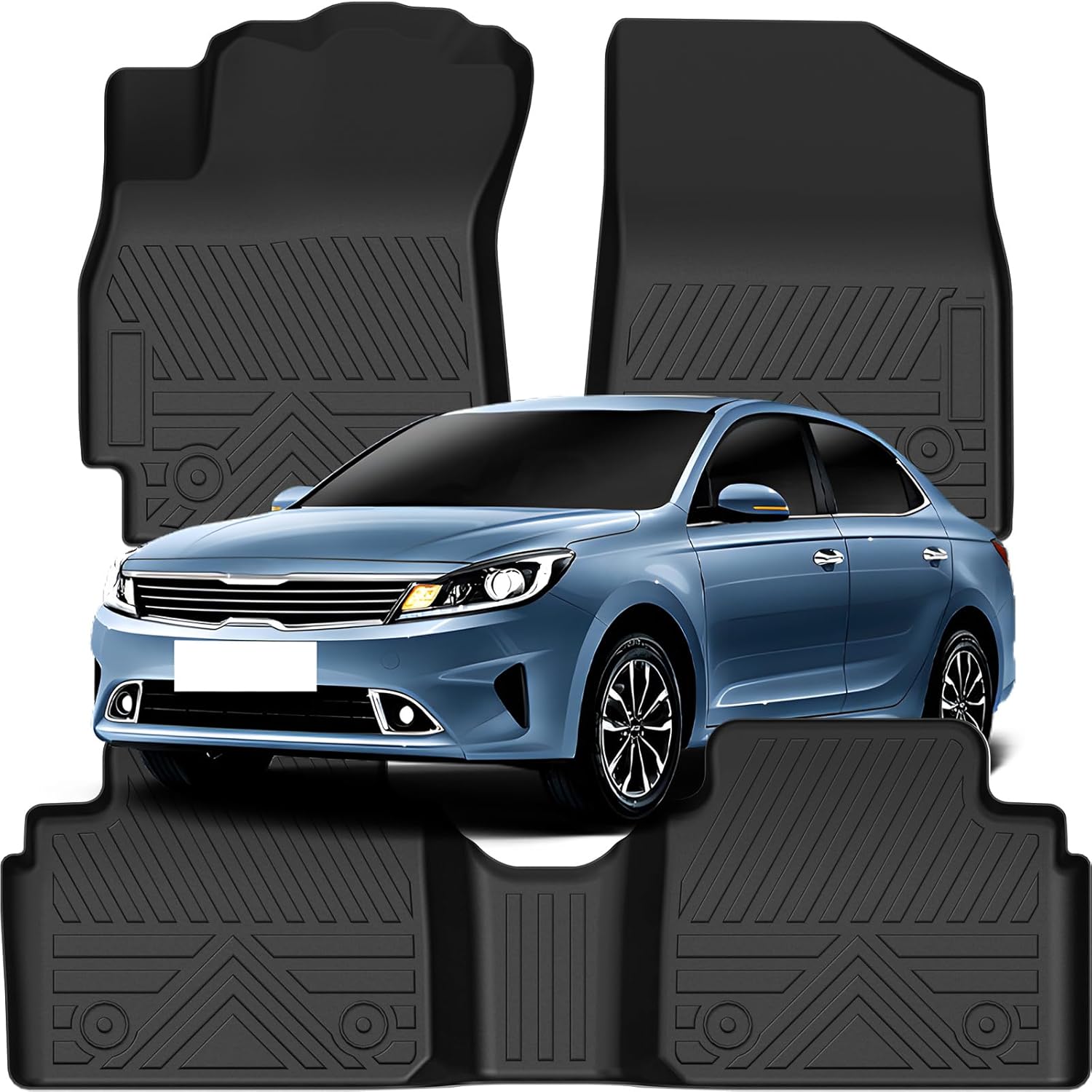 PWY Car Floor Mats for Hyundai Elantra 2021-2025 2026 (Not for Hybrid) / Hyundai Elantra N 2022-2025, TPE Custom Floor Mats, All Weather Automotive Liners, 1st & 2nd Row (3PCS), Car Accessories Set