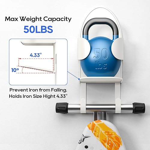 Miniatura 5 de ORLESS Soporte de pared grande de metal para tabla de planchar, colgador para tabla de planchar, soporte para tabla de planchar, soporte para tabla