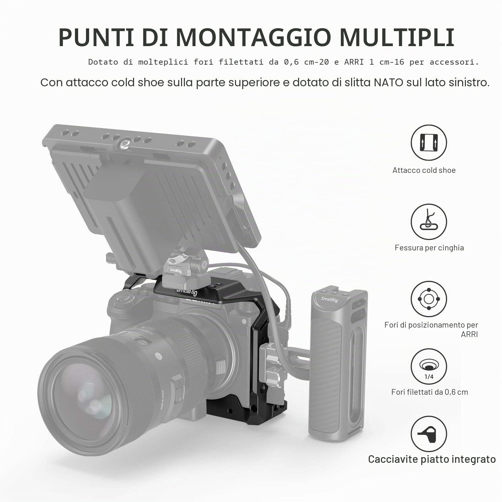 SMALLRIG S5 Cage per Panasonic S5, Gabbia per Fotocamera in Lega di Alluminio con Slitta Fredda e Binario NATO Integrato - 2983