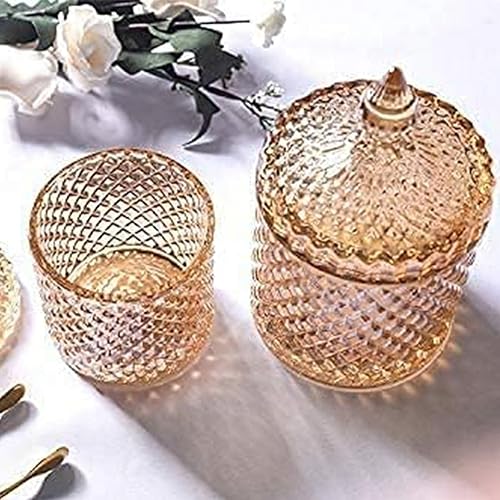 Miniatura 6 de LUCKTE Rainie Love Home - Juego básico de organización de almacenamiento de alimentos, tarro facetado de diamante de cristal con tapa de cristal,