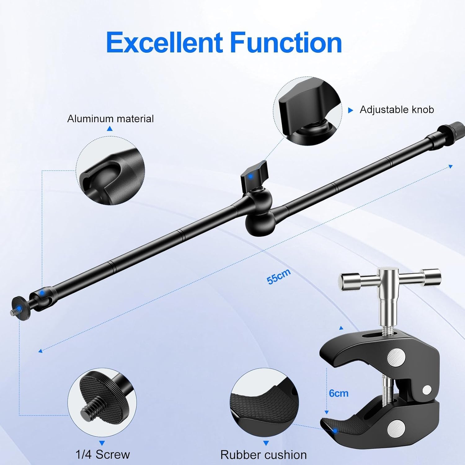 EMART 22inch Articulating Magic Arm Camera Mount with Super Clamp, Friction Power Adjustable Camera Mounts & Clamps with Magicarm and Cold Shoe for Photography/Videography/Webcam/Flash Light
