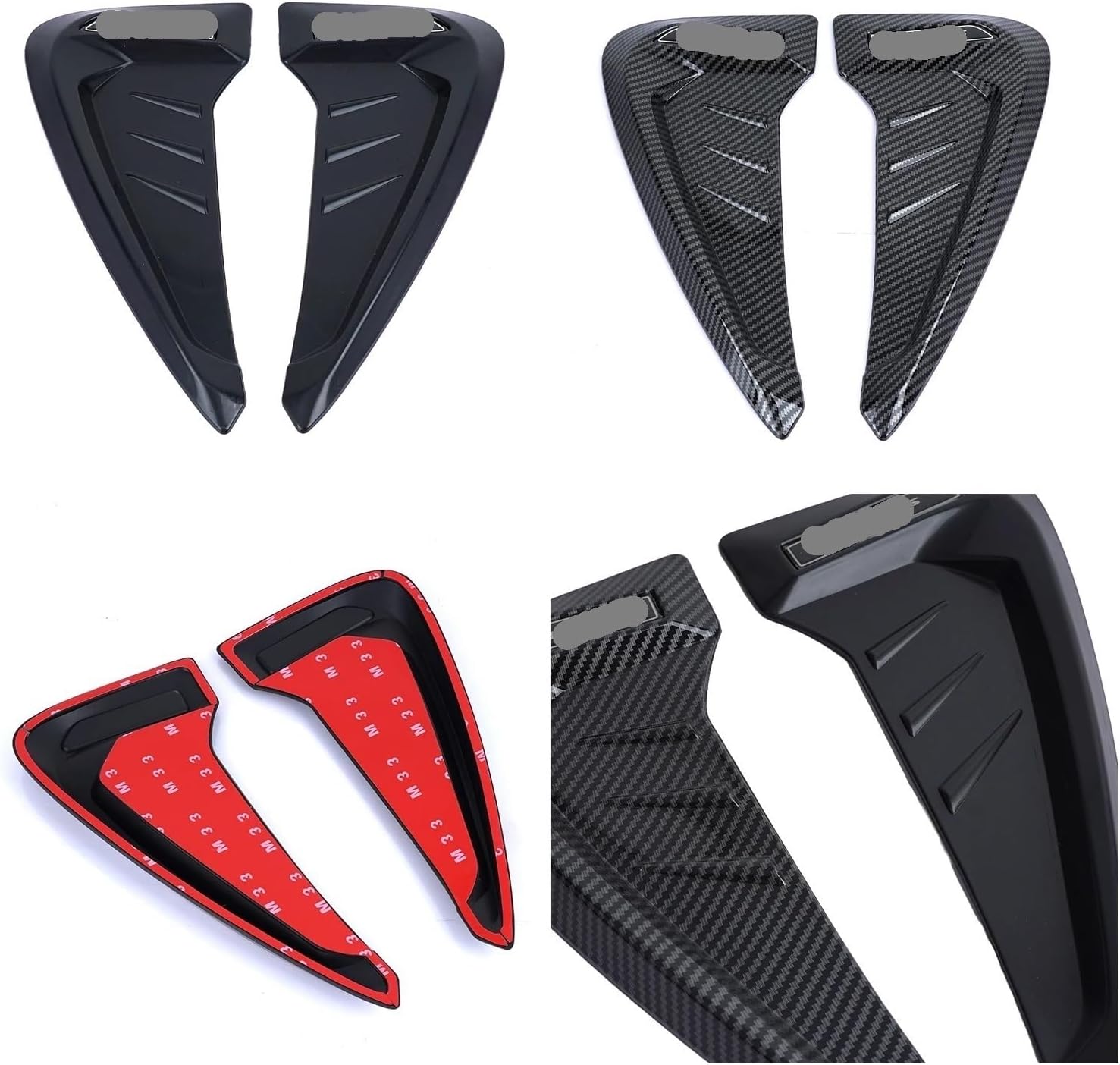 2pcs Car Hood Scoop Sticker Universal Decorative Air Flow Intake Side Hood Vent Styling Grille Inlet Trim Turbo Bonnet Cover(Carbon Color)
