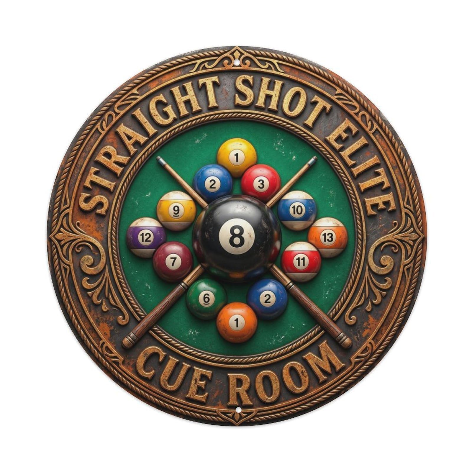 Cwbufd Vintage Style Straight Shot Elite Cue Room Vintage Metal Tin Sign Plaque Wall Decor For Cafe, Club Bar, Office, Garden Metal Poster 8X8inch