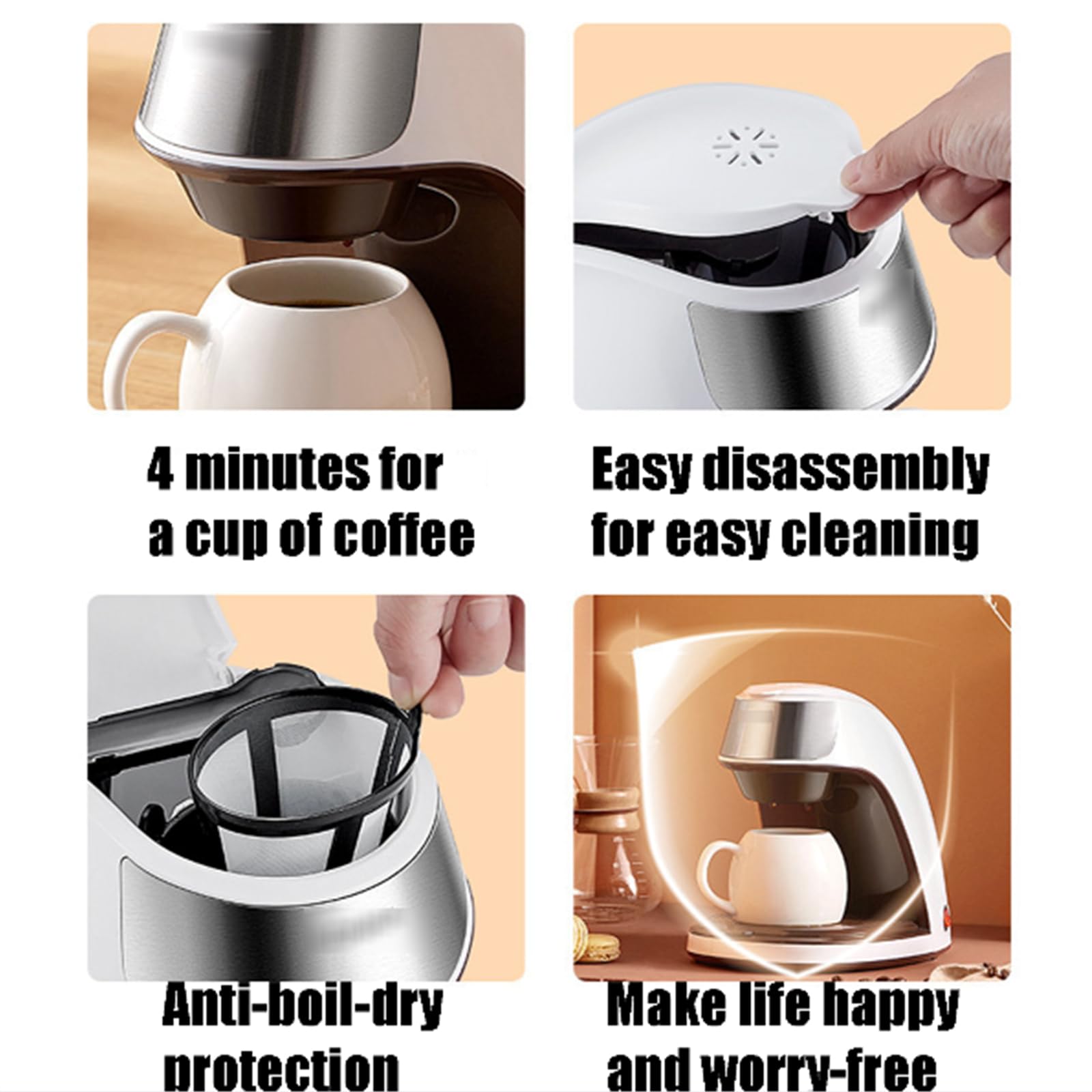 Máquina de café, sistema de preparación integrado totalmente automático para el hogar y la oficina pequeña, ideal para café y té