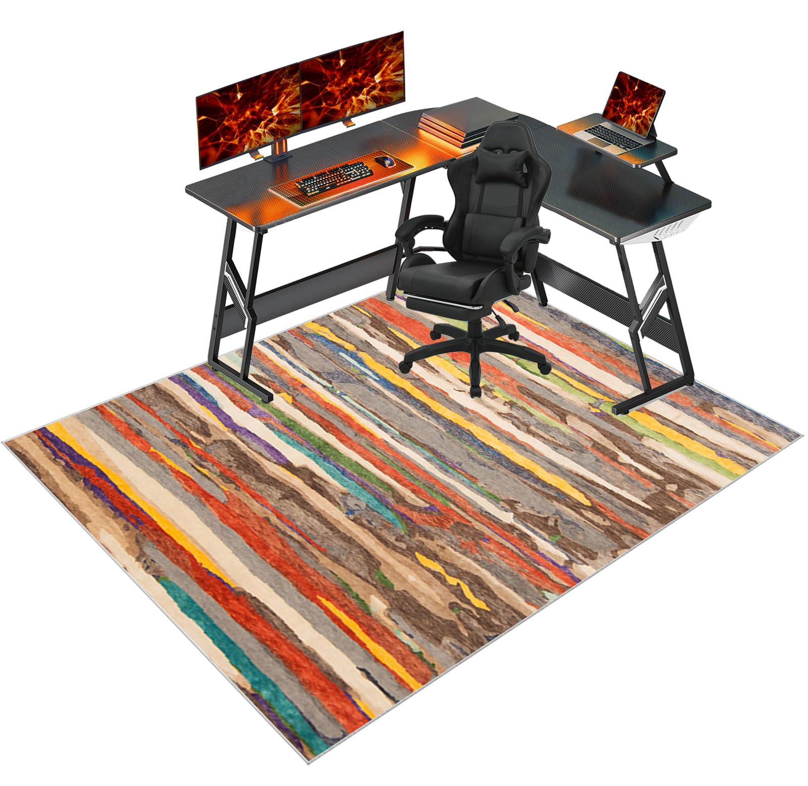 Heavy Duty Office Chair Mats for Carpeted Floor, Computer Floor Mat for Hardwood Floors, Large Anti-Slip Desk Chair Mat, Home Multi-Purpose Low-Pile Carpet, Rolling Chairs Glides Easily 140 x 160 cm