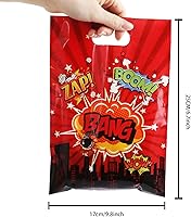 Vista 2 de 50 bolsas de regalo de héroe con temática de héroe de feliz cumpleaños, bolsas de regalo de héroe de acción de héroe, bolsas de regalo de plástico