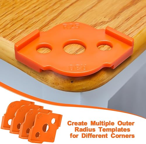 Miniatura 6 de Xuhal 4 plantillas de enrutador de plantilla de radio, 8 plantillas de enrutamiento de radio de esquina de ángulo de radio, enrutamiento de esquinas