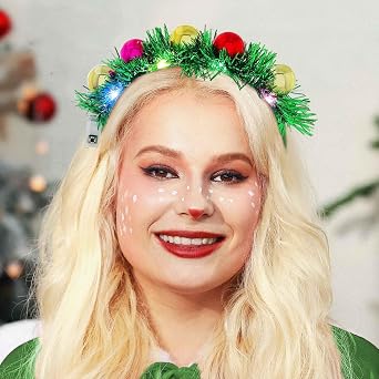 Acenail Light Up Headband Christmas Led Hairbands Christmas Ball Headbands Glow Headpiece Costume Xmas New Year Hair Hoop Festival Headwear Holiday Party Hair Accessories for Women Girls