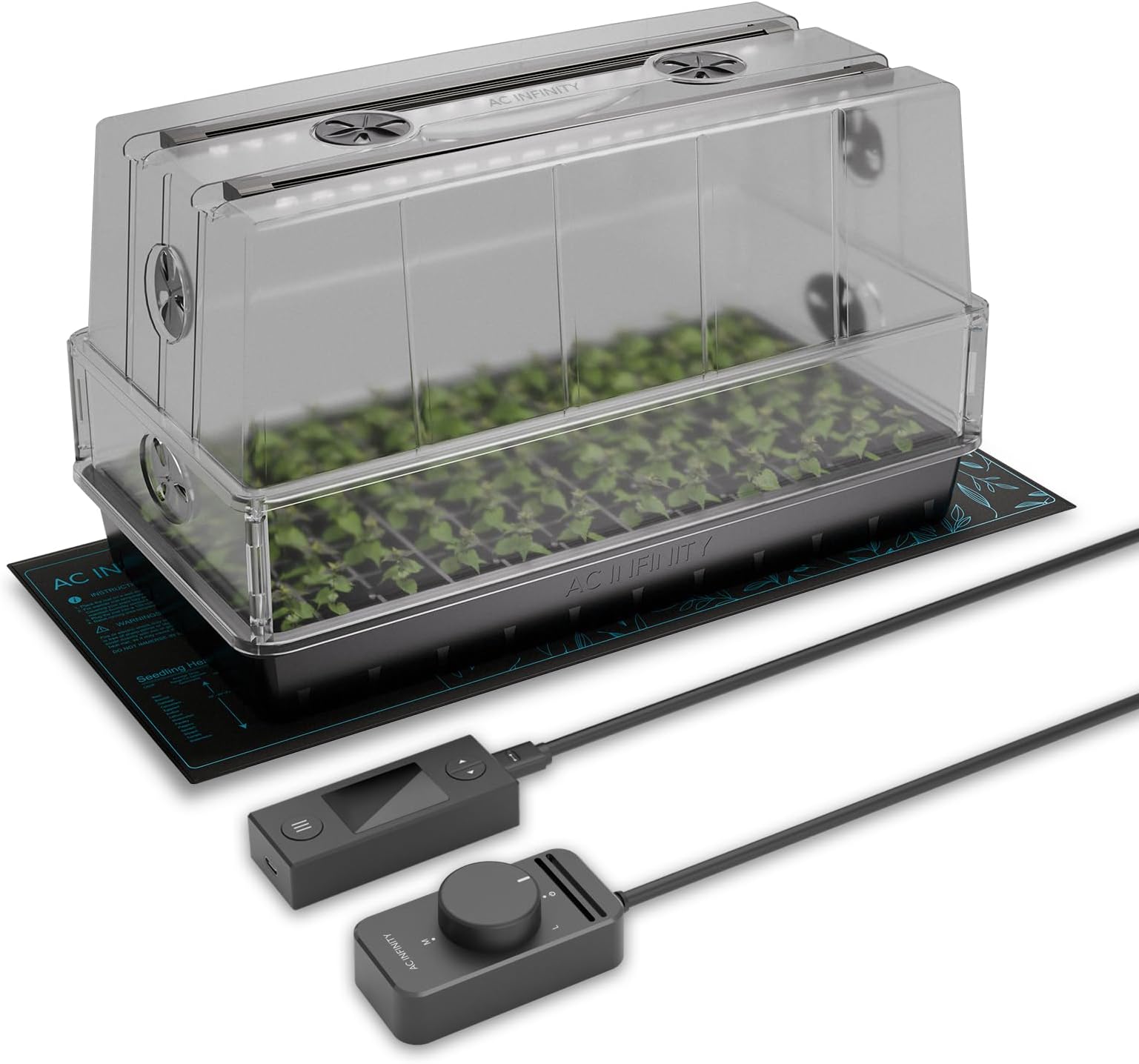 Heavy-Duty Large Humidity Dome 6x12 Germination Kit, Full Spectrum LED Grow Light Bars w/Samsung LM301H EVO LEDs, Heat Mat, 3 mm Thickest Dome, Trays, Extension Panels, for Seed Starting