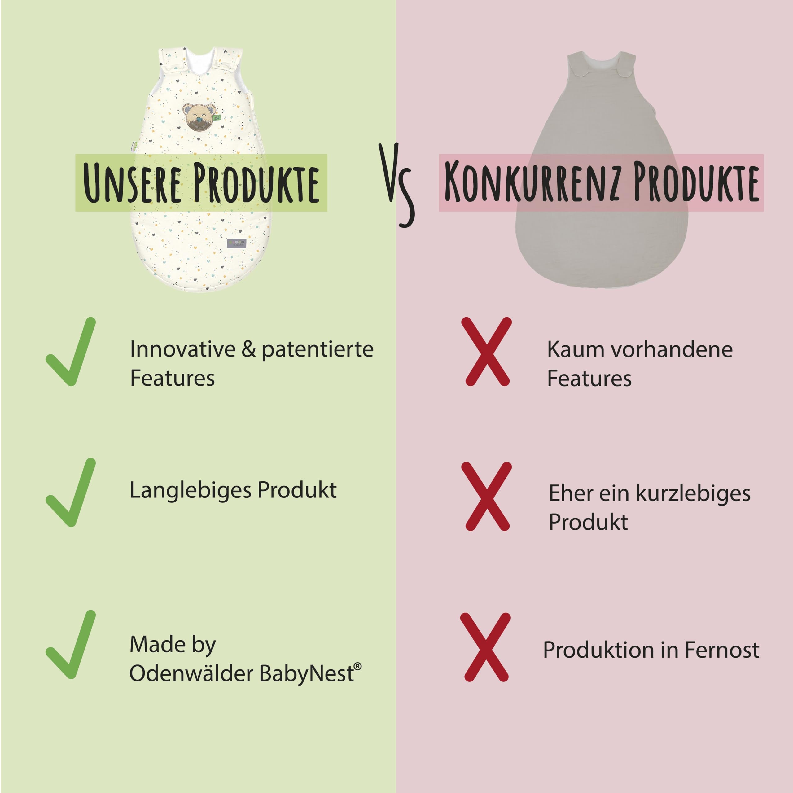 Odenwälder Baby Schlafsack mit Mucki® | Allrounder 2,5 TOG | Ganzjahres Schlafsack