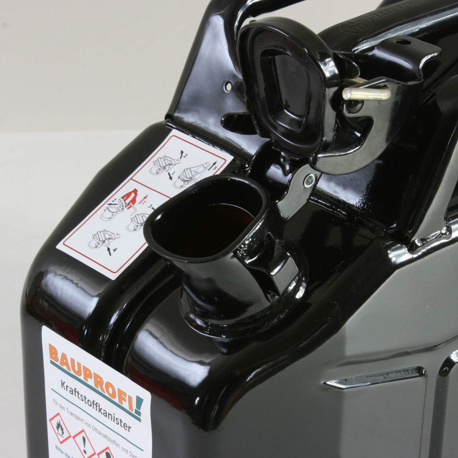 20 Liter Stahlblechkanister GGVS mit Sicherungsstift SCHWARZ Benzinkanister Metallkanister 20L