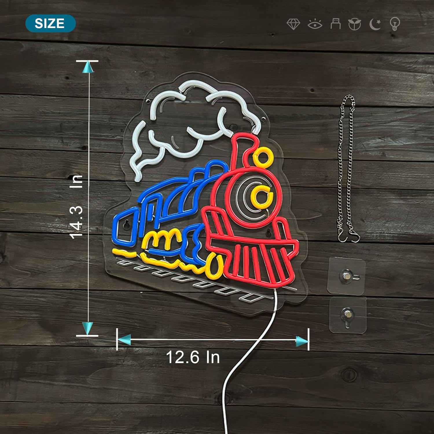 Steam train Neon Sign Train Lamp for Wall Decor Smart plug timer compatible USB-Powered Teen Room Birthday Gifts for Kids Boys Room Decor(12.6x14.3Inch)