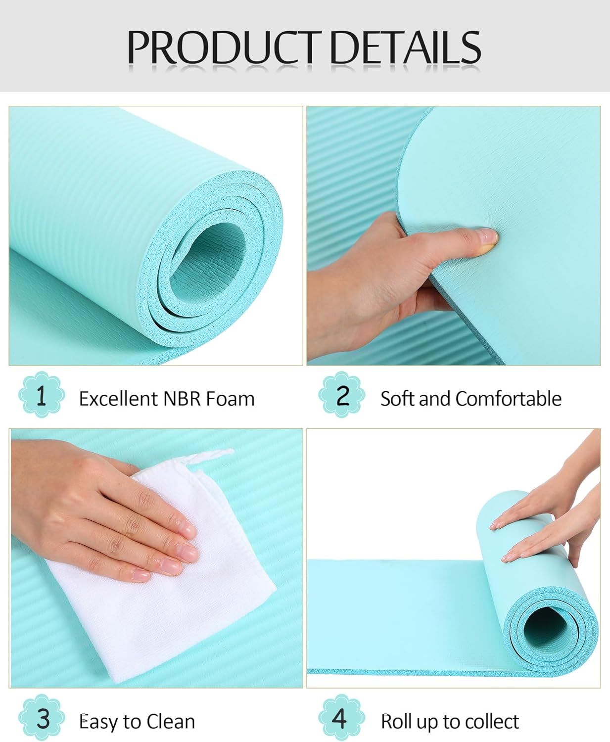 Woanger 2 Pack Yoga Mats (72x24) 3/8 Inch Thick Exercise Yoga Mat for Home Workout with Strap Non Slip Pilates Gym Supplies for Women Men