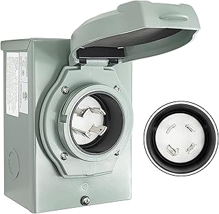 MIARALA 30 Amp Generator Power Inlet Box NEMA L14-30p for 4 Prong Generator Cord, Generator Transfer Switch 125/250 Volt, 7500 Watts, Outdoor Use, Weatherproof, ETL Listed, Self-Locking