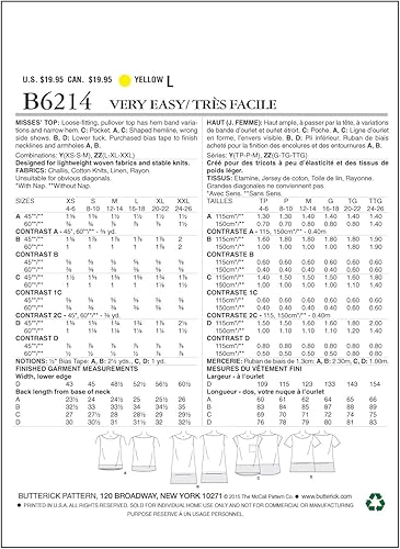 Miniatura 2 de McCall 's Patterns Butterick Patterns b6214zz0Misses parte superior, ZZ (lrg-xlg-xxl)