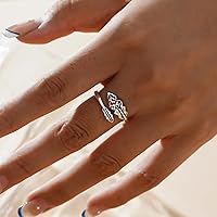 Vista 3 de CHIC & ARTSY Spoon Ring 925 Sterling Silver Spoon Rings for Women Dainty Tennis Guitar Ladybug Acorn Spoon Finger Rings Open Adjustable Leaf Ring