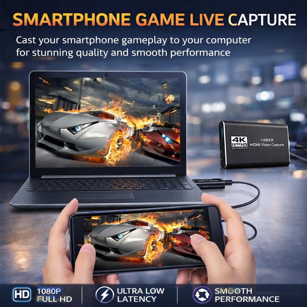TOAKA USB 3.0 HDMI Capture Card 1080P 60FPS, Video Capture Card for Streaming Gaming, Compatible with PS5 PS4 Xbox Switch Camera PC