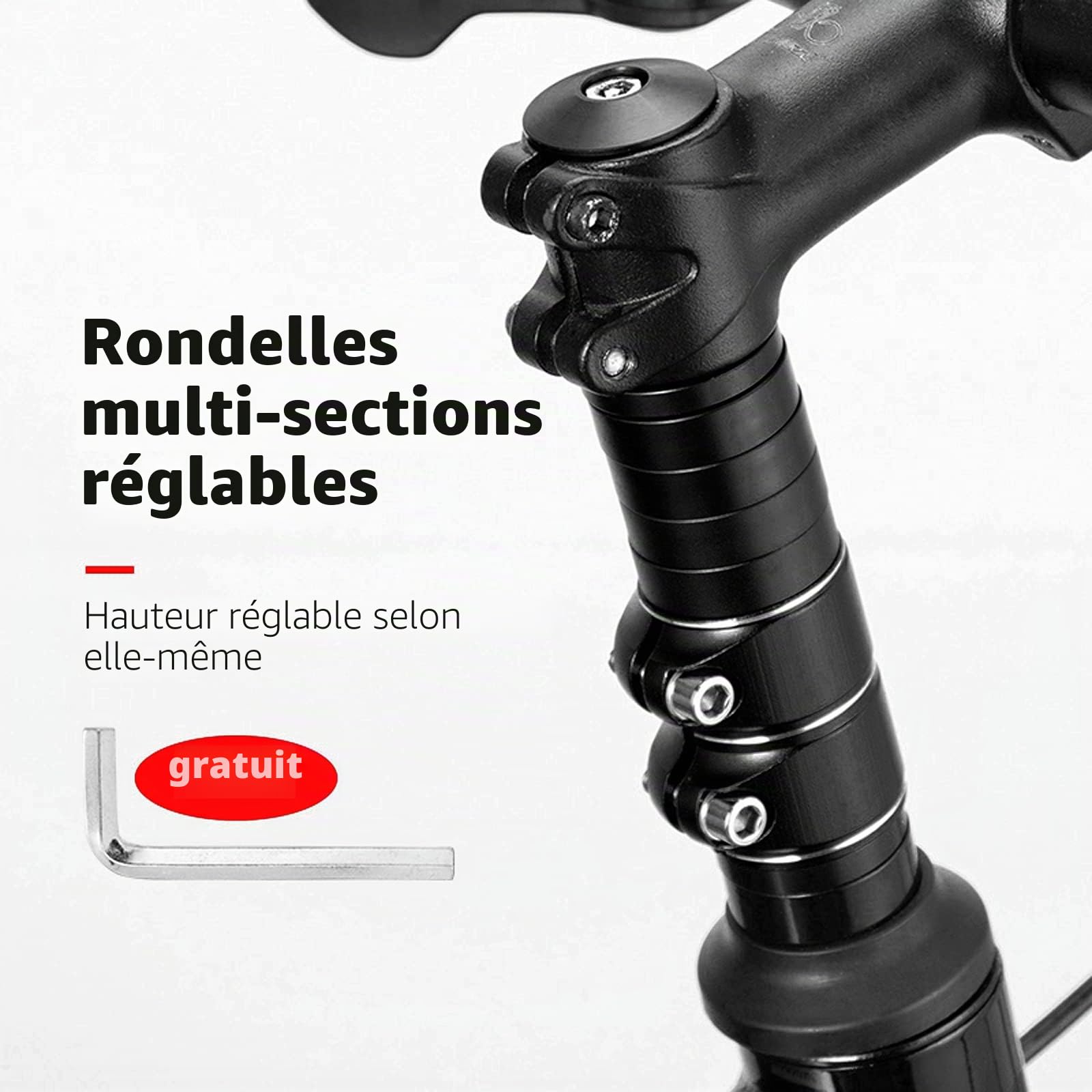 Yizhet Rehausse Potence VTT 28,6 mm Potence Vélo, Rehausse Potence de Guidon en Alliage d'aluminium Fourche Étendre Extenseur VTT Bicyclette Étendre Riser pour Vélo de Route BMX