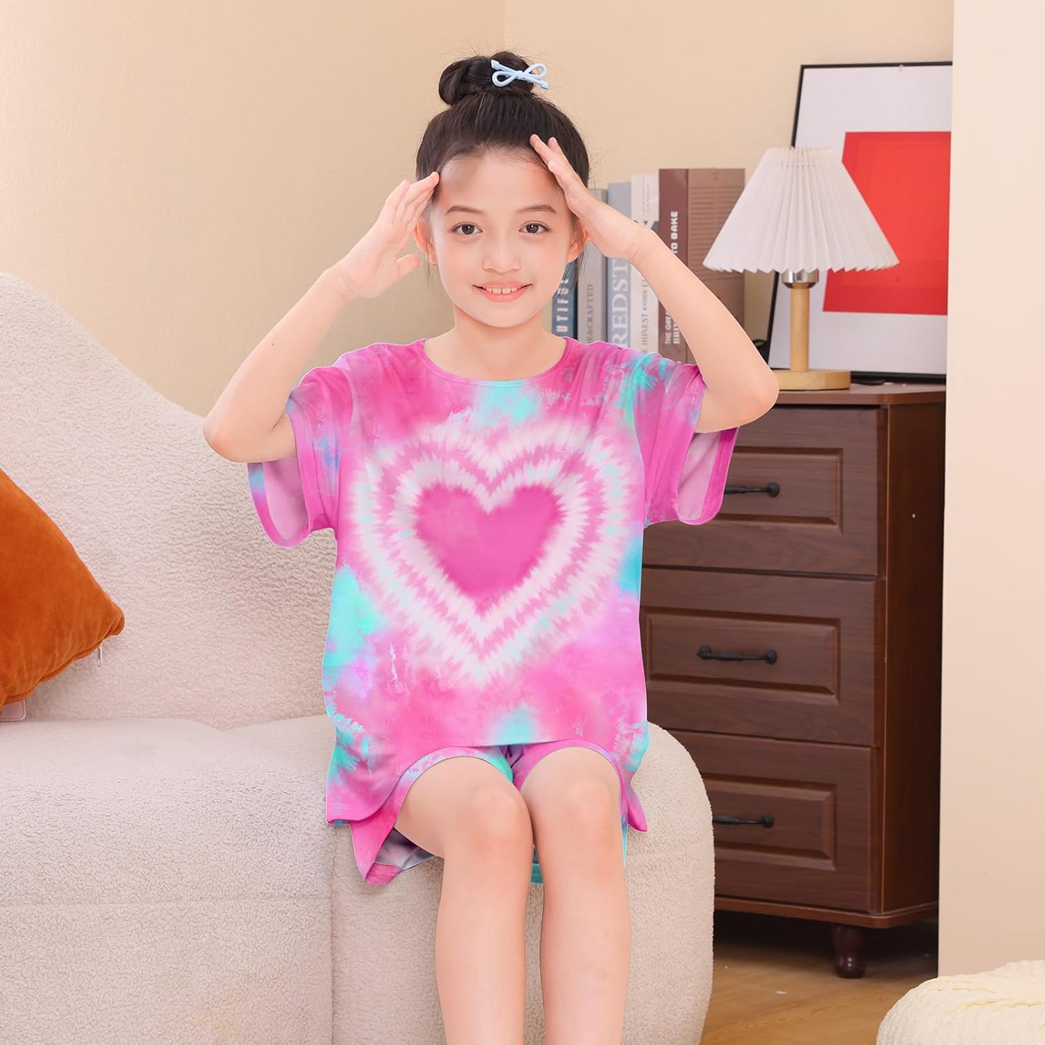 Beinou Girls Pajamas for Kids 2Pcs Pjs Girls Summer Pajama Sets Short Sleeve Top and Shorts for Teen Clothes Size 4-15 - Image 7