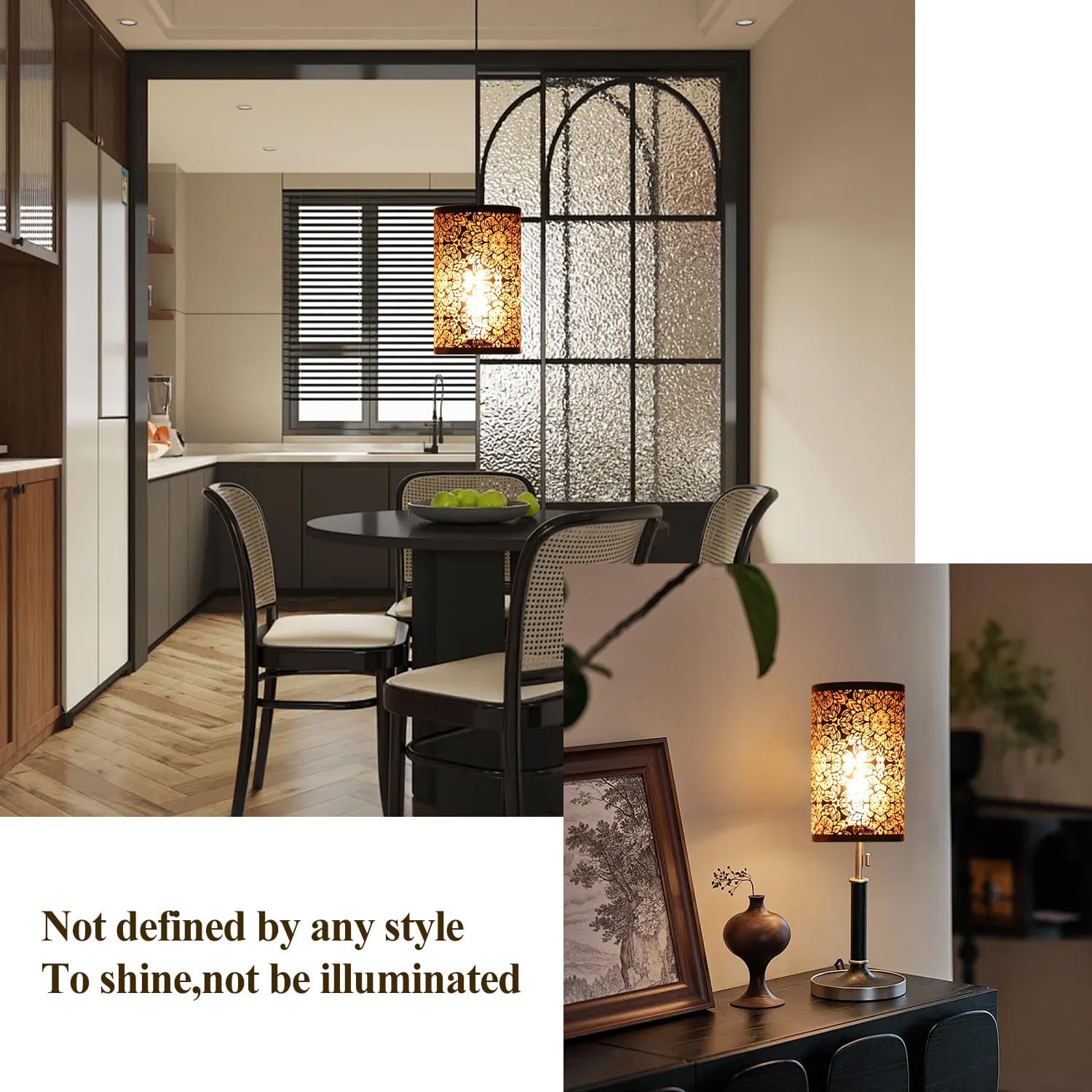 Medium Lamp Shade,Metal Lampshade with Flower Carved Pattern,Modern Style Lampshade for Table Lamp and Floor Light,20 x 12 x 12cm