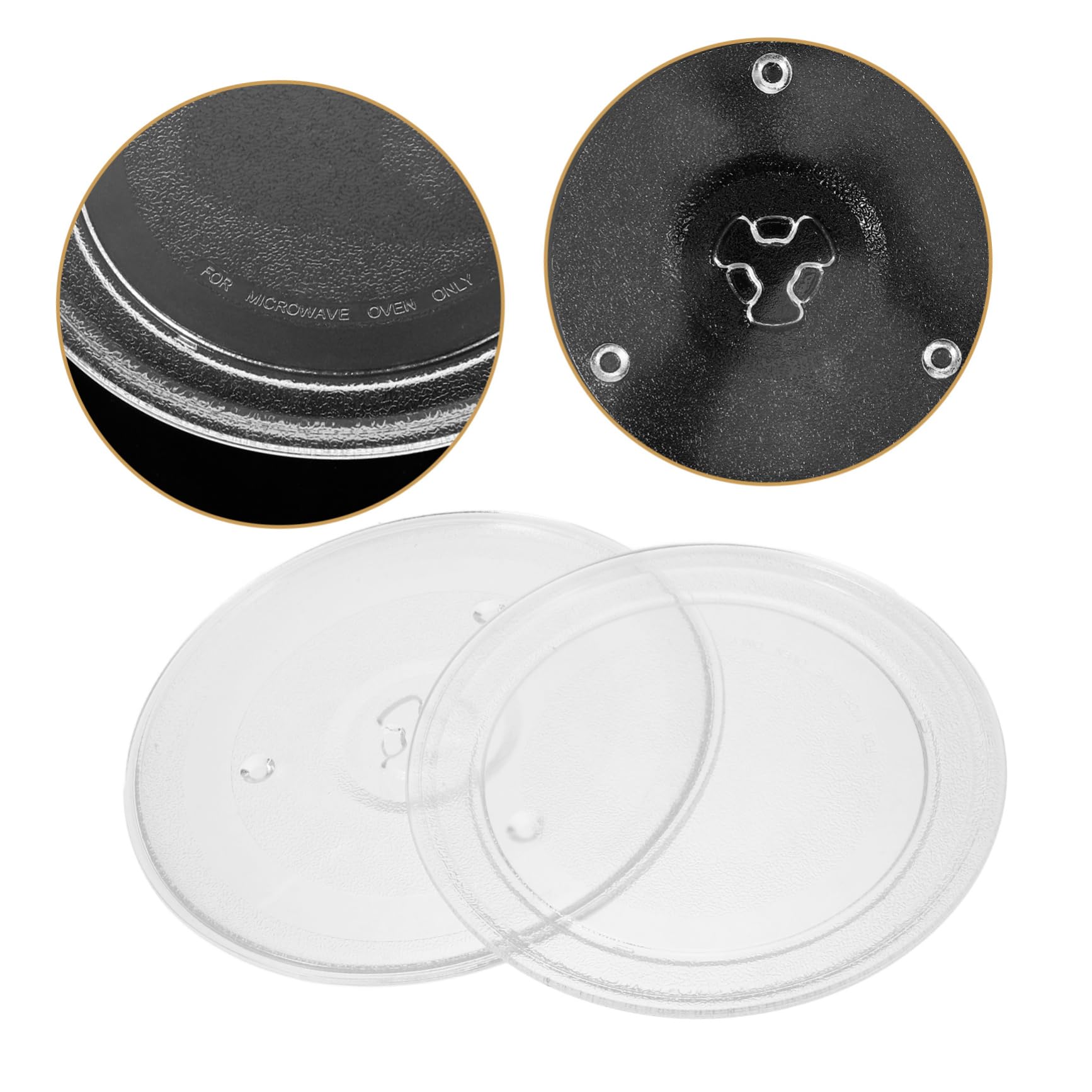 Operitacx Plato Giratorio de Vidrio y Microondas para Repuesto de 2 Piezas, Resistente al Calor Movimiento Suave para Calentamiento Uniforme