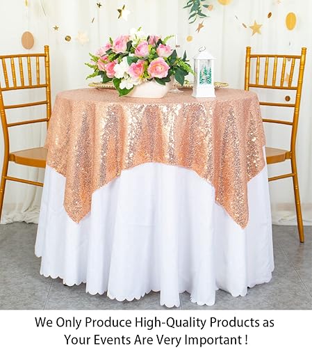 Miniatura 2 de ShiDianYi Elige tus tamaños de 50 x 50 pulgadas, mantel cuadrado de lentejuelas color oro rosa brillante, mantel cuadrado con lentejuelas brillantes
