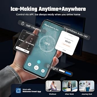 Maksone Nugget Ice Maker Countertop,44lbs/Day,Self-Cleaning ice Machine with Pebble ice,One-Click Operation,for Home/Kitchen/Office
