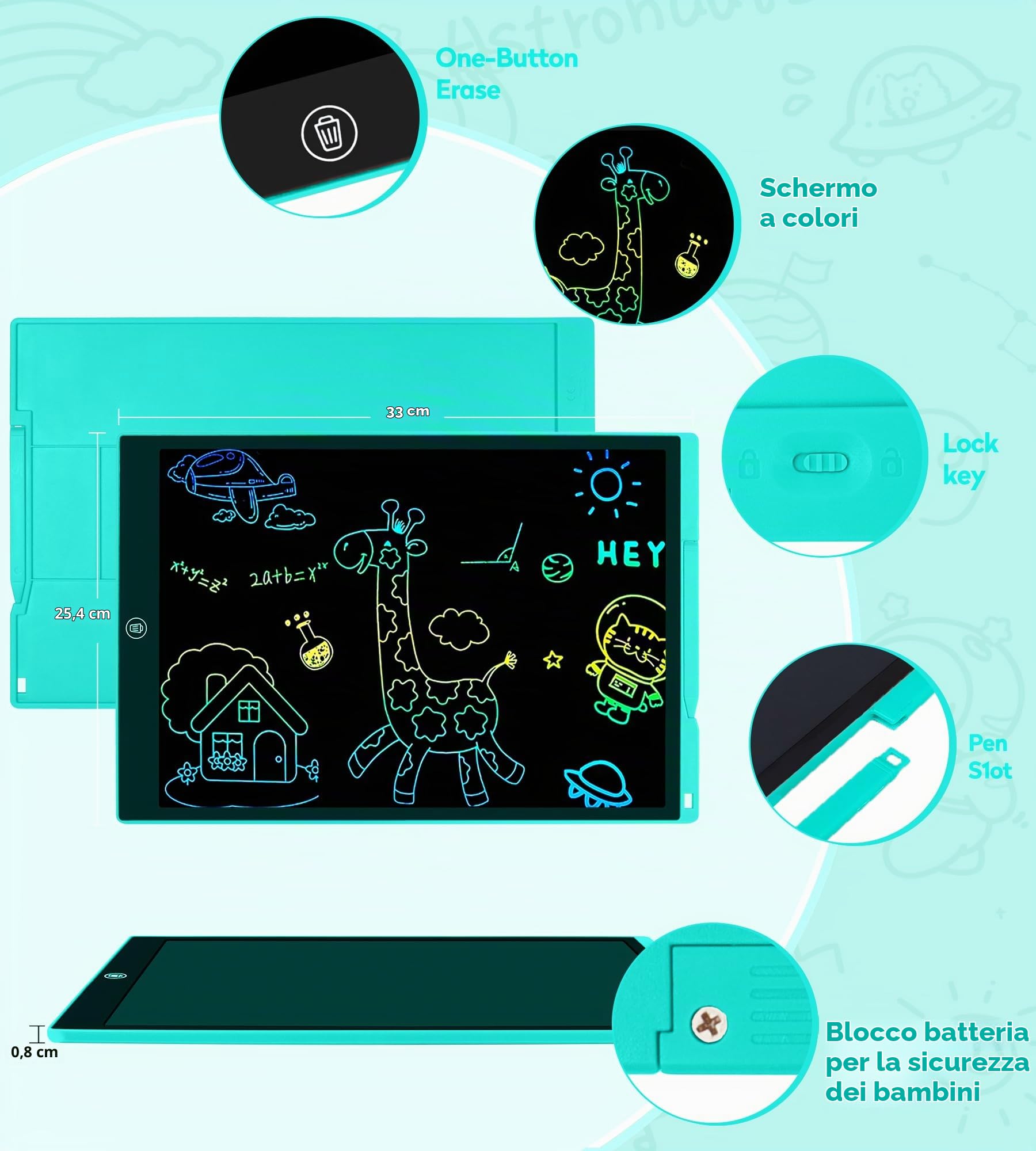 Tavoletta Grafica LCD 15 Pollici Sofore – Scrivi E Disegna A Colori, Con Pulsante Di Blocco, Per Bambini E Adulti