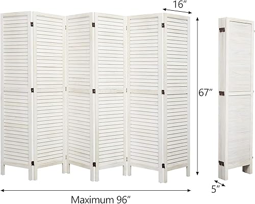 Miniatura 2 de Divisor de habitación de 6 paneles plegables de madera para el hogar, divisor independiente para dormitorio, sala de estar, baño
