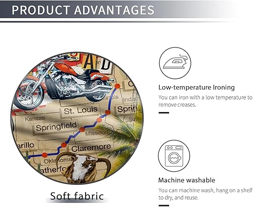 Miniatura 9 de HANYING Telón de fondo vintage de ruta 66, motocicleta clásica para automóvil, estación de servicio, mapa de ruta, fotografía, fondo retro, fiesta