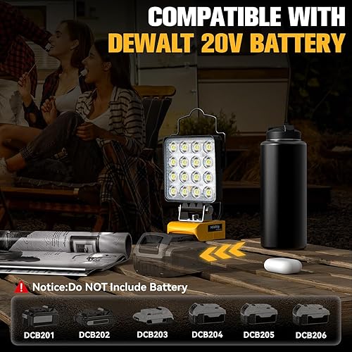 Miniatura 6 de Luz de trabajo LED inalámbrica para batería Milwaukee de 18 V, 19 W, 1900 lúmenes, luz de trabajo portátil para batería M18, luces de trabajo