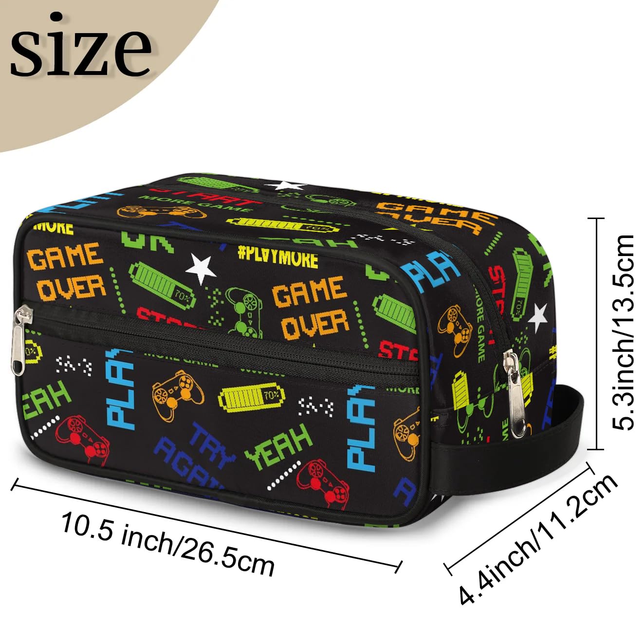 Neceser de viaje para niños y niños, kit impermeable para colgar para hombres, bolsa de afeitado con gran capacidad para viajes, deportes, ducha, Gamepad Gamer, Gamepad Gamer