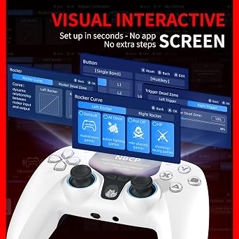 NBCP V6 Wireless PC Controller with Interactive Screen,Gyroscope Calibration & Joystick Drift Repair Function,for PC Windows 7,8,10,11/Android/iOS,Hall Effect Joystick & Trigger,Programmable,Turbo Function,5-Level Vibration Feedback,1000Hz Polling Rate,6-axis Gyro