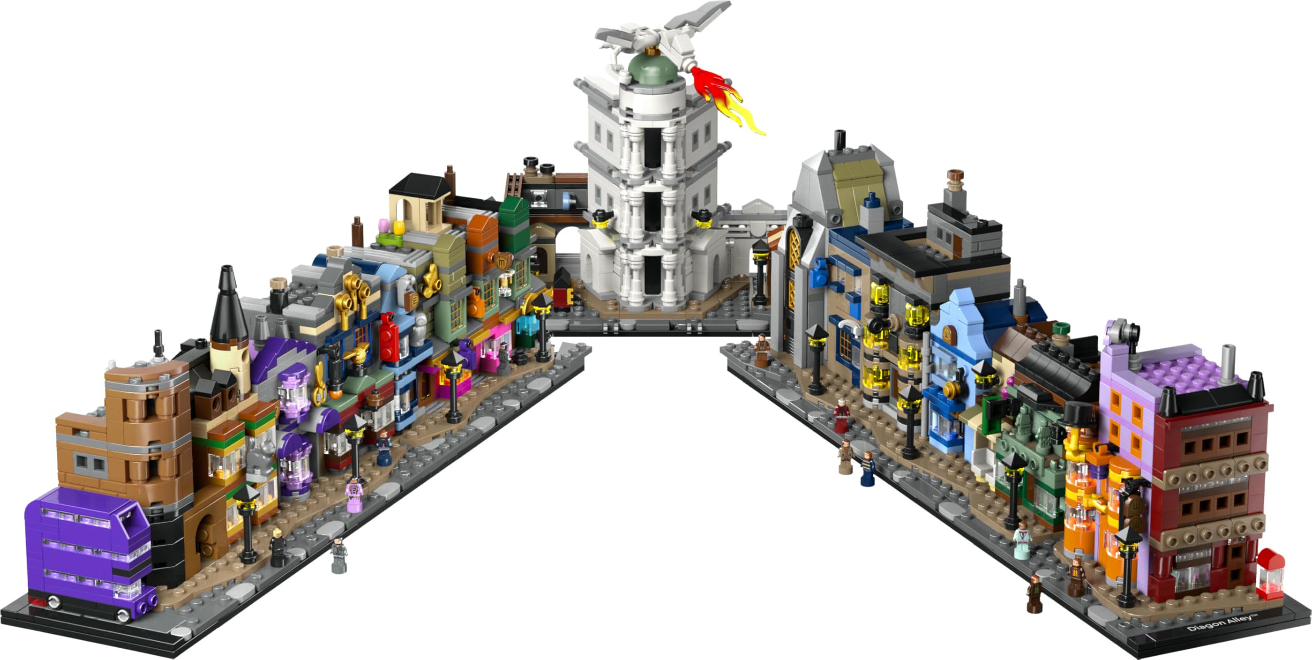 LEGO Harry Potter Die Zauberläden der Winkelgasse - Miniaturstraße zum Ausstellen - 12 Mikrofiguren zum Sammeln, inkl. Harry Potter, Draco Malfoy, Hermine Granger - Geschenk für Erwachsene 76444