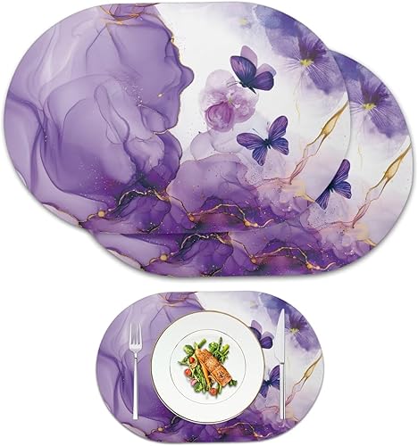 Miniatura 52 de Juego de 6 manteles individuales lavables para mesa de comedor, resistentes al calor, mesa de cocina, decoración del hogar, lavable, ovalada, de