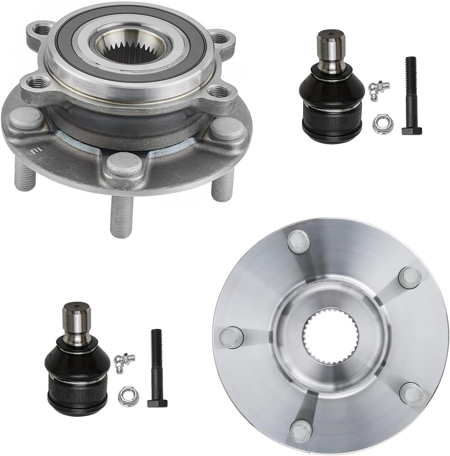 Detroit Axle - Front Wheel Hub Bearings + Lower Ball Joints Replacement for 2013 2014 2015 Mazda CX-5