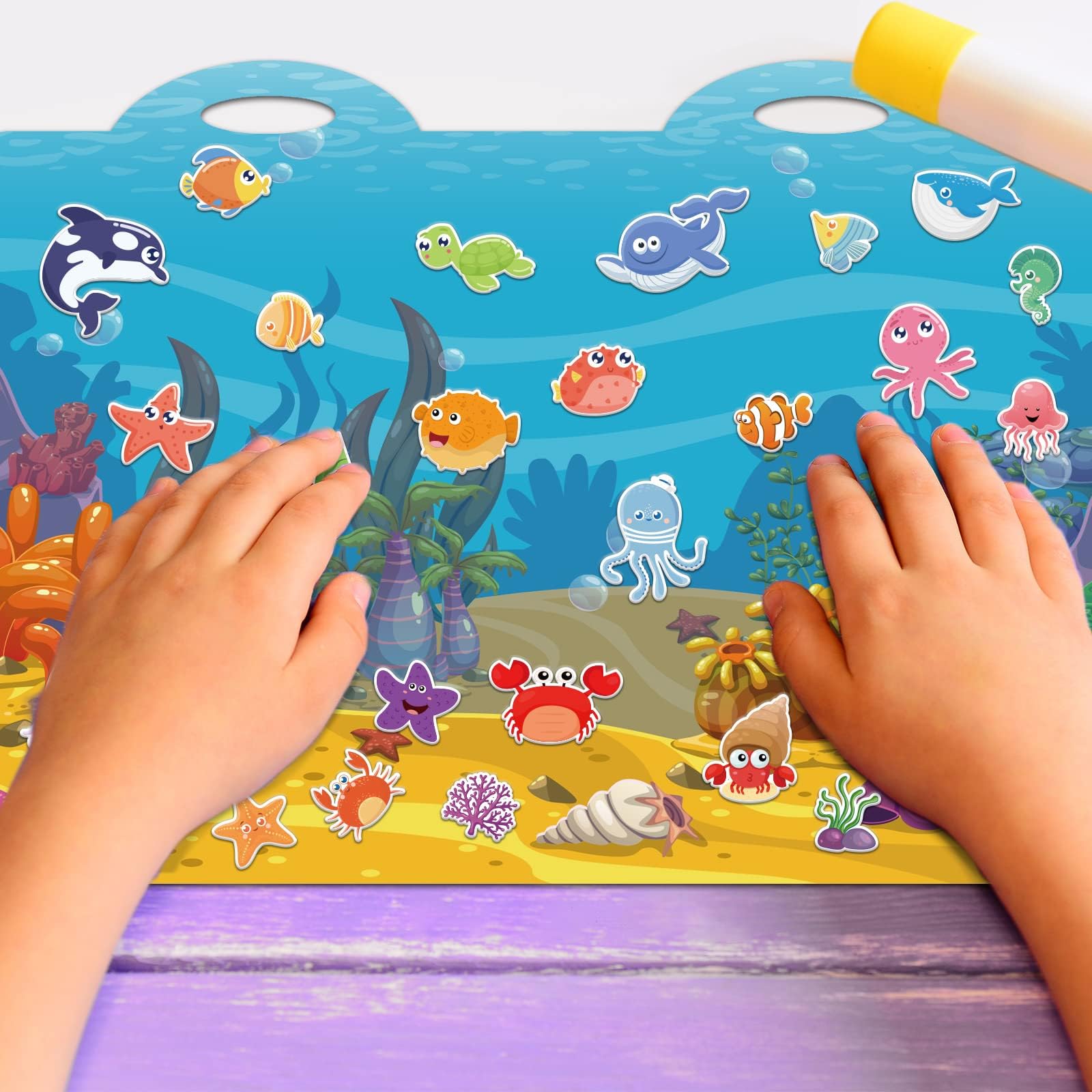3D zwierzęta morskie puffy naklejka zestaw do zabawy dla dzieci 2-4 zabawki prezenty naklejka książka pod oknem morskim naklejki żelowe naklejki dla małych dzieci dom samolot klasa przedszkole ocean