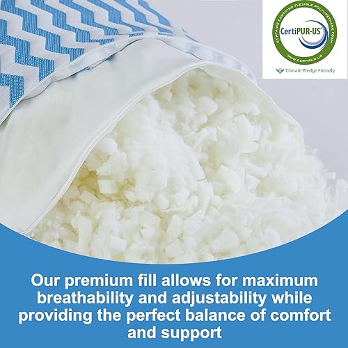 Miniatura 4 de Almohadas de tamaño estándar  Almohada firme ajustable para dormir de espalda y de lado  Almohada de enfriamiento de espuma viscoelástica triturada