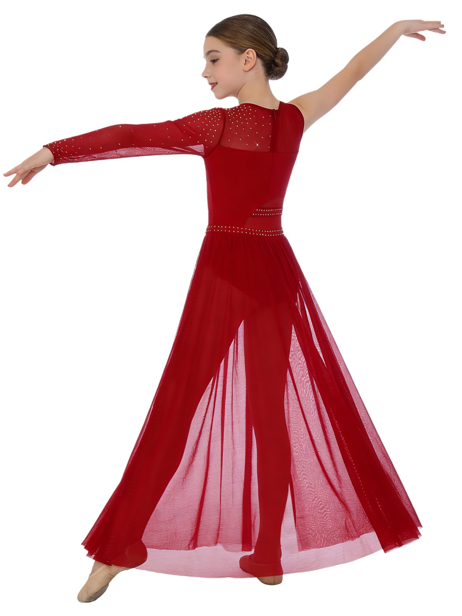 inlzdz Abito da Ballo Lirico Contemporaneo Bambina Strass Body da Pattinaggio Artistico Leotards Danza Classica Vestito da Balletto Samba Rumba Salsa