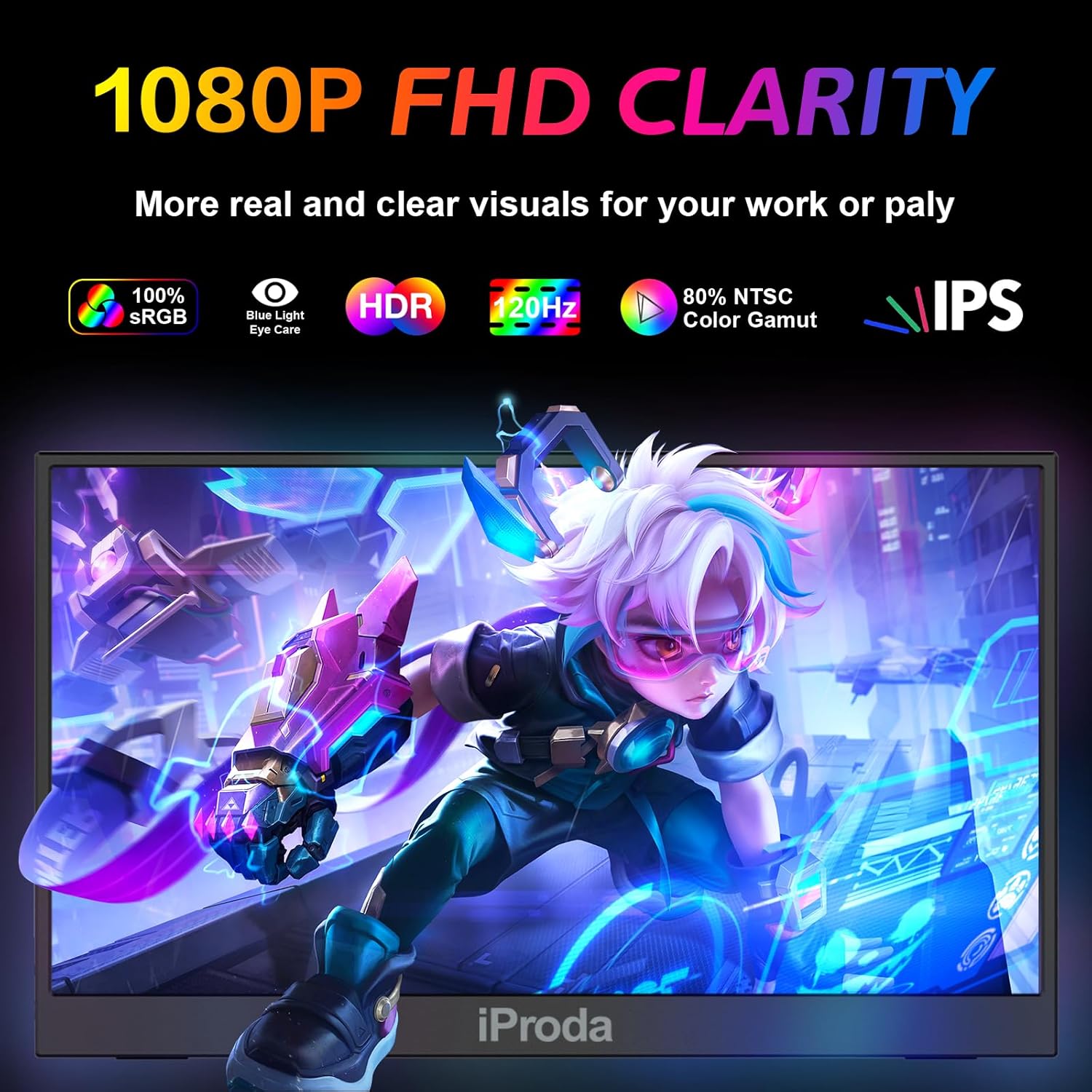 Portable Monitor,120hz Portable Gaming Monitor FHD 1080P 18.5 inch Laptop Screen Extender Portable Monitor for Monitor Extender USB C Portable Screen for Laptop PS5/4 Mac PC Second Monitor - Image 6