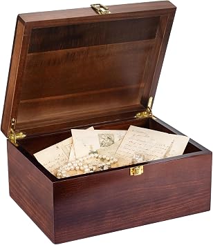 Larger Wooden Memory Wedding Keepsake Boxes With Hinged Lids - Decorative Storage Box With a Hinge Lids For Letter Time Capsule - Wooden Gift Boxes,5.3*8.6*11.7