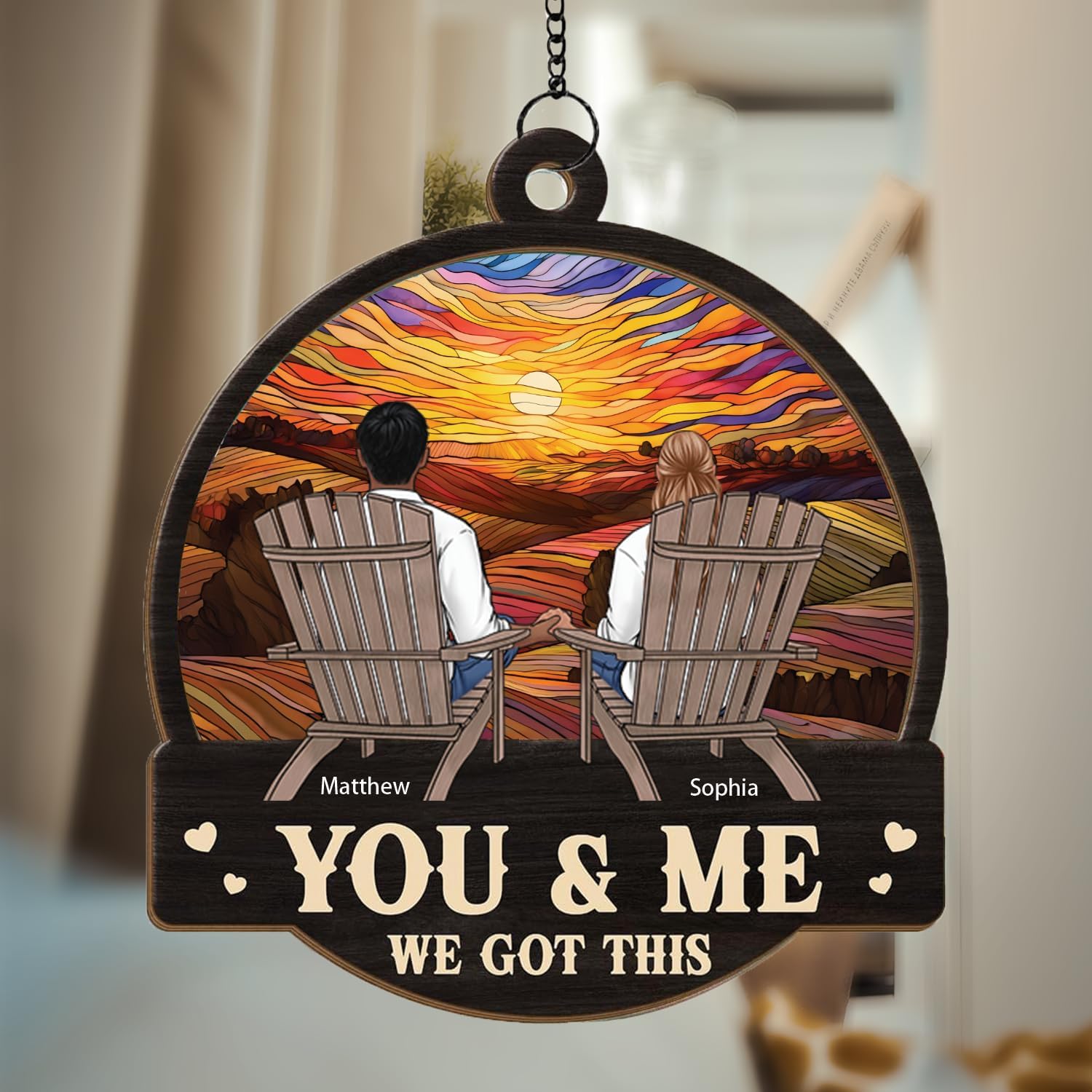 Personalized Window Hanging Suncatcher Ornament, Anniversary Birthday Gifts for Wife Husband,Gift for Old Couples, Housewarming Wedding Gifts For Couples,Gift for Her & Him