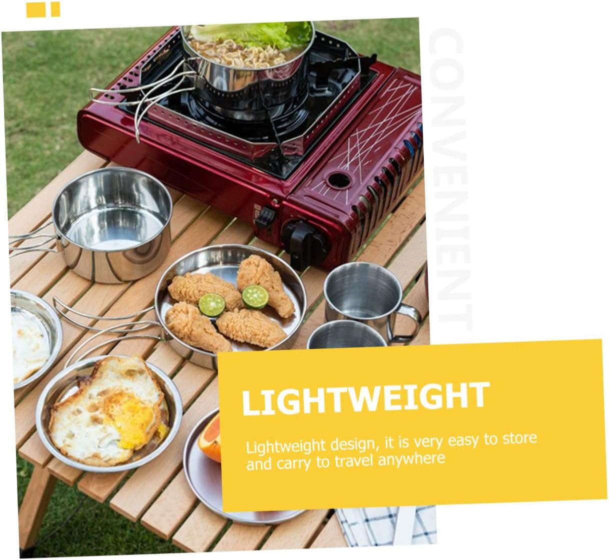 Portable Stainless Steel Camping Cookware Set Convenient Outdoor Cooking Pot for Hiking Backpacking and Camping Activities Collapsible Mess Kit
