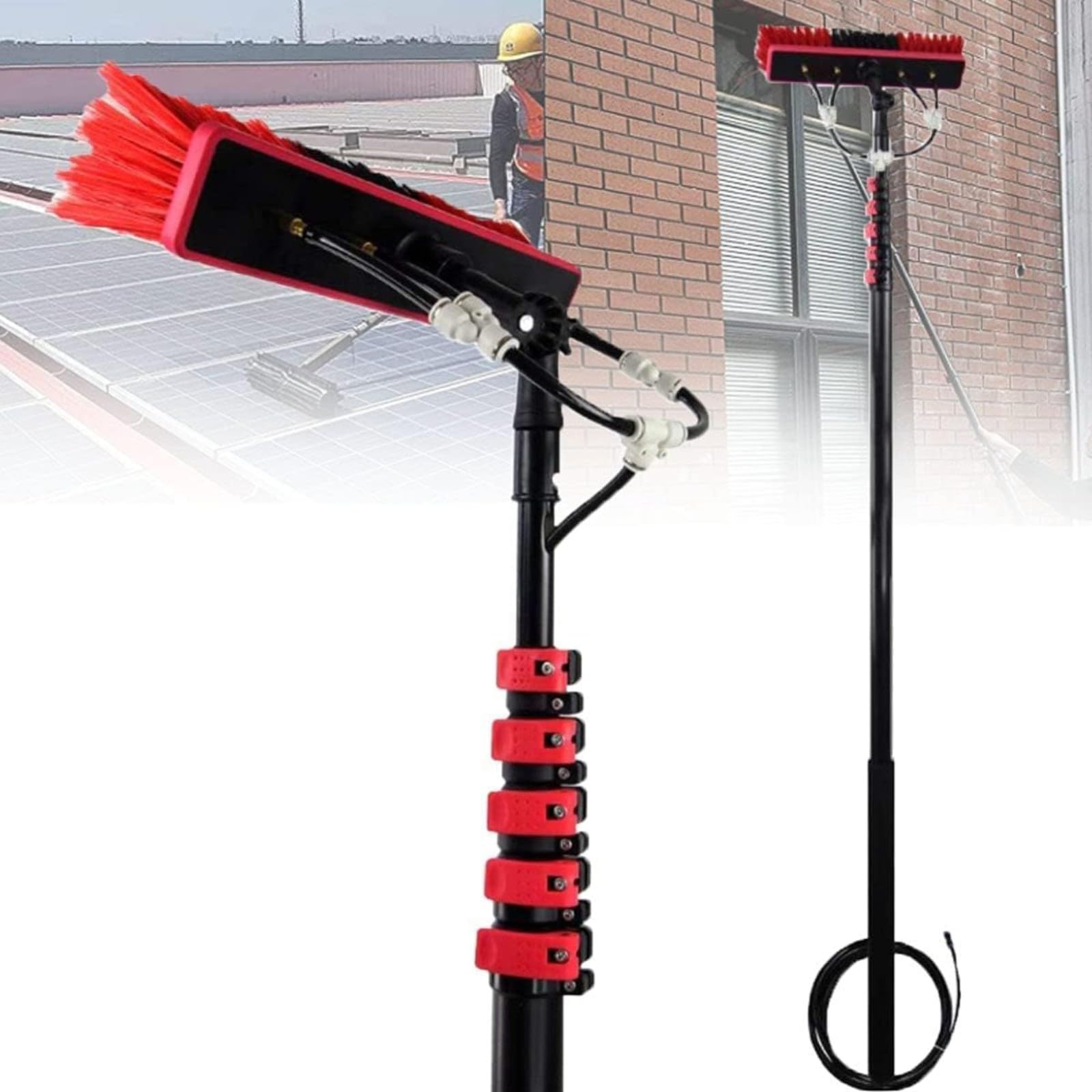 Kit de nettoyage pour véranda avec nettoyeur photovoltaïque pour laver les vitres en hauteur