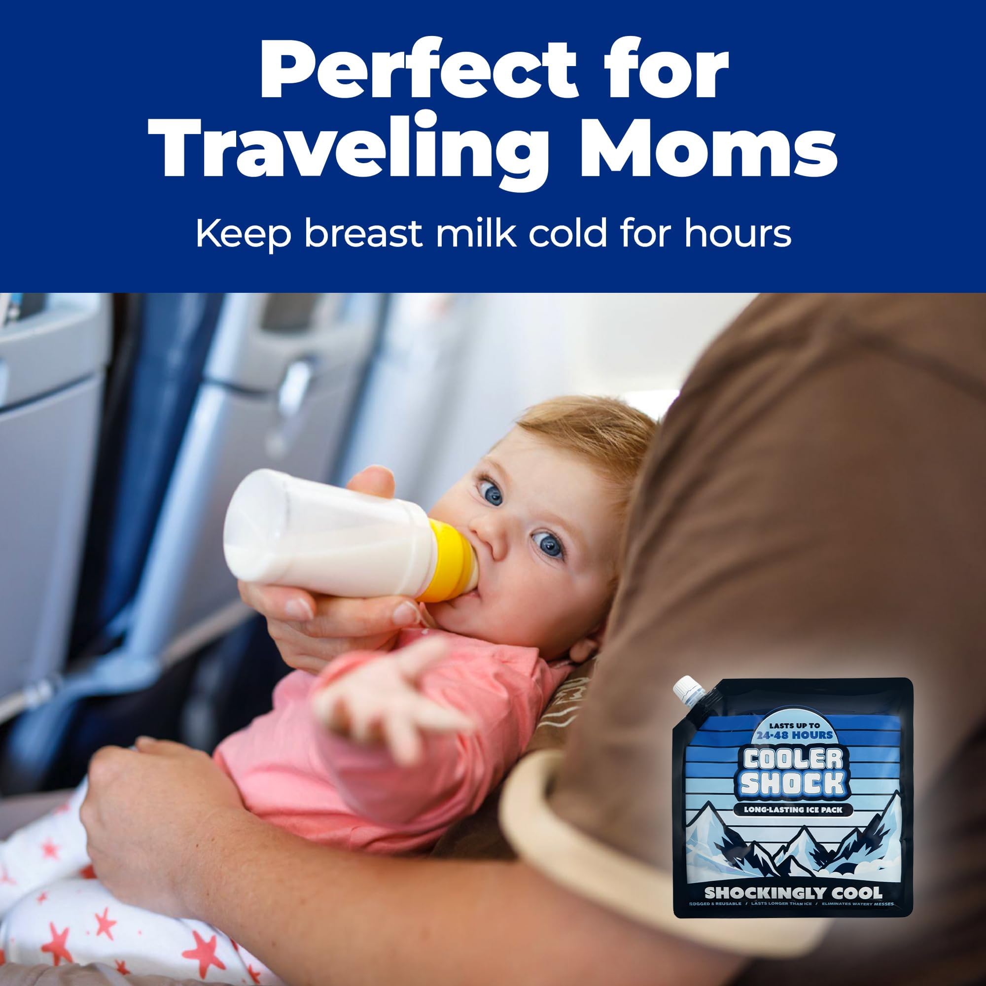 4 Mid-Size Cooler Freeze Packs 10x10 inch Screw Cap. The Coldest Pack at 18 Degrees F. No Ice Needed, Reusable. You Add Water & Save