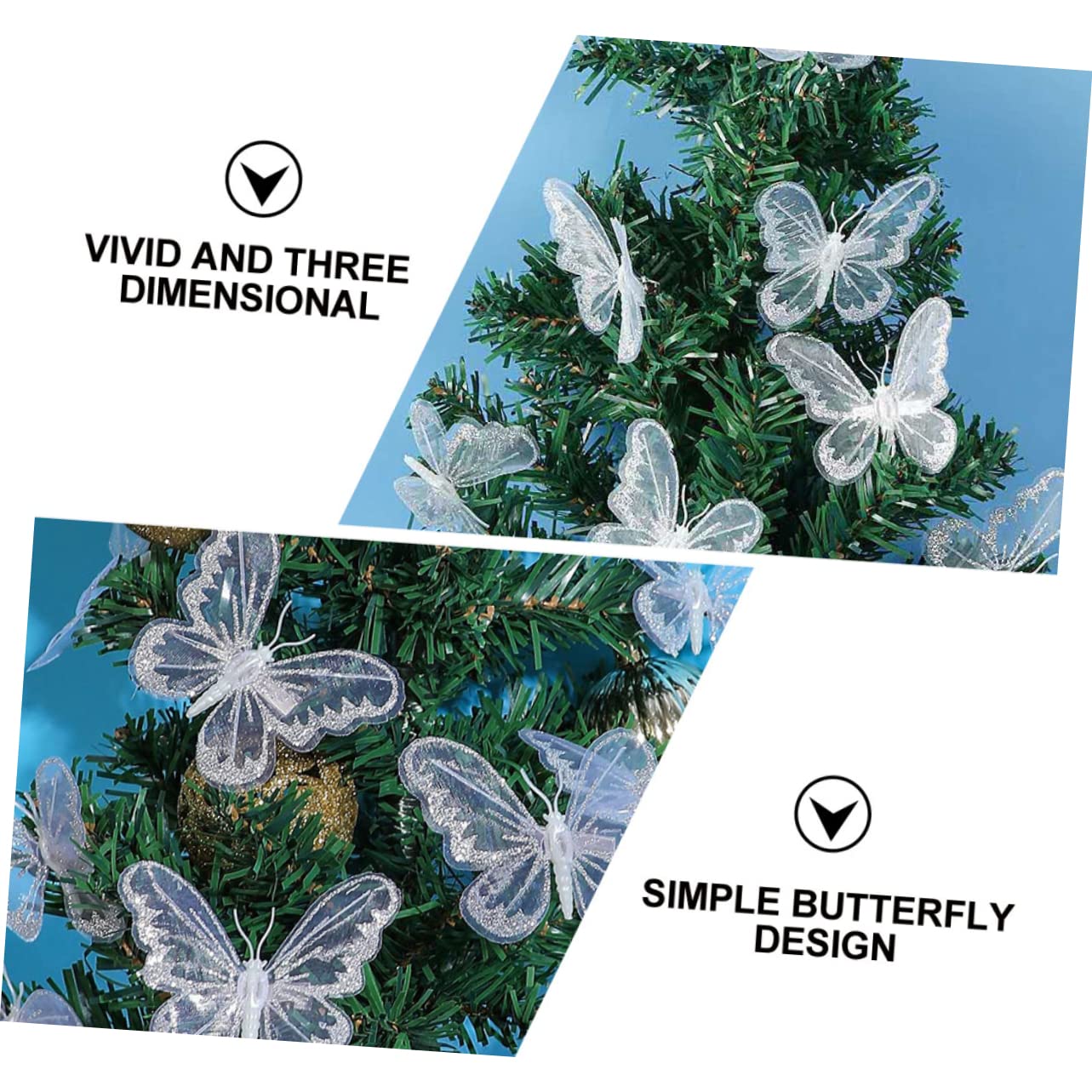 HOMSFOU 4 Sätze Künstliche Schmetterlinge Mit Clip Für Diy Bastelprojekte Dekoration Für Weihnachtsbaum Hochzeiten Partys Und Mehr 12 Stück * 4