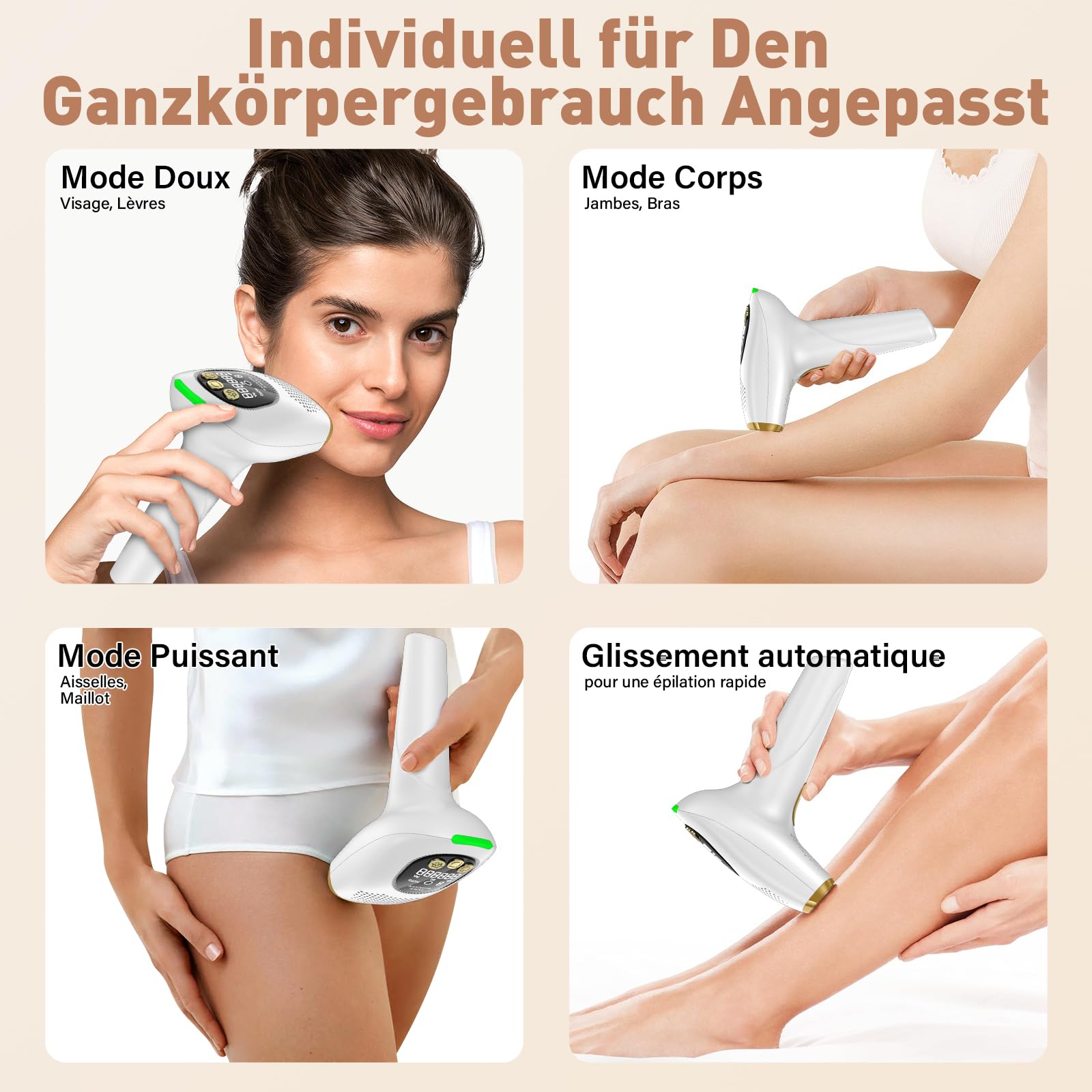 NIKYJM Epilatori a luce pulsata, depilazione laser IPL con funzione di raffreddamento, 9 velocità e 3 funzioni HR/SC/RA, dispositivo di depilazione per uomini, donne, corpi, ascelle