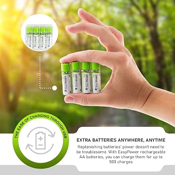 Survival Frog EasyPower USB AA Rechargeable Batteries -1.2V/1450 mAh Long Lasting Double A USB Co. - (4 Pack)