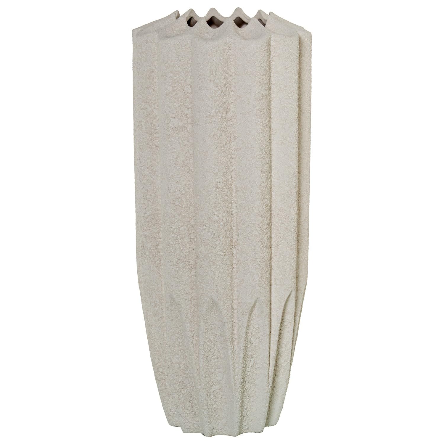 Vase de sol en céramique cannelé beige grand format 42 cm décoration maison salon
