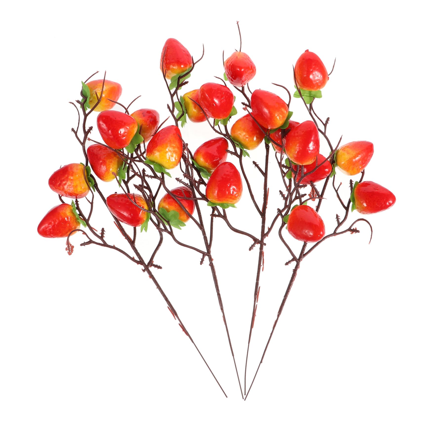 Cabilock 4pcs Artificial Strawberry Branch Wedding Ornament Party Decor Wedding Decorative Adornment Artificial Fruit Branches Home Decor Simulation Plant Home Adornment Artificial Branches